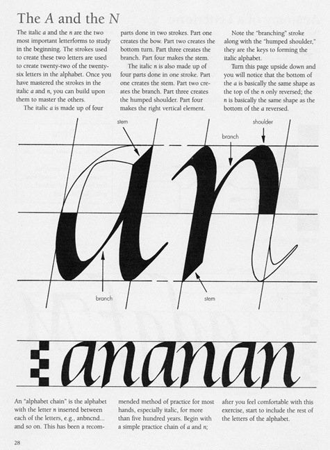 First Steps Calligraphy Book -  "a" and "n" Lesson