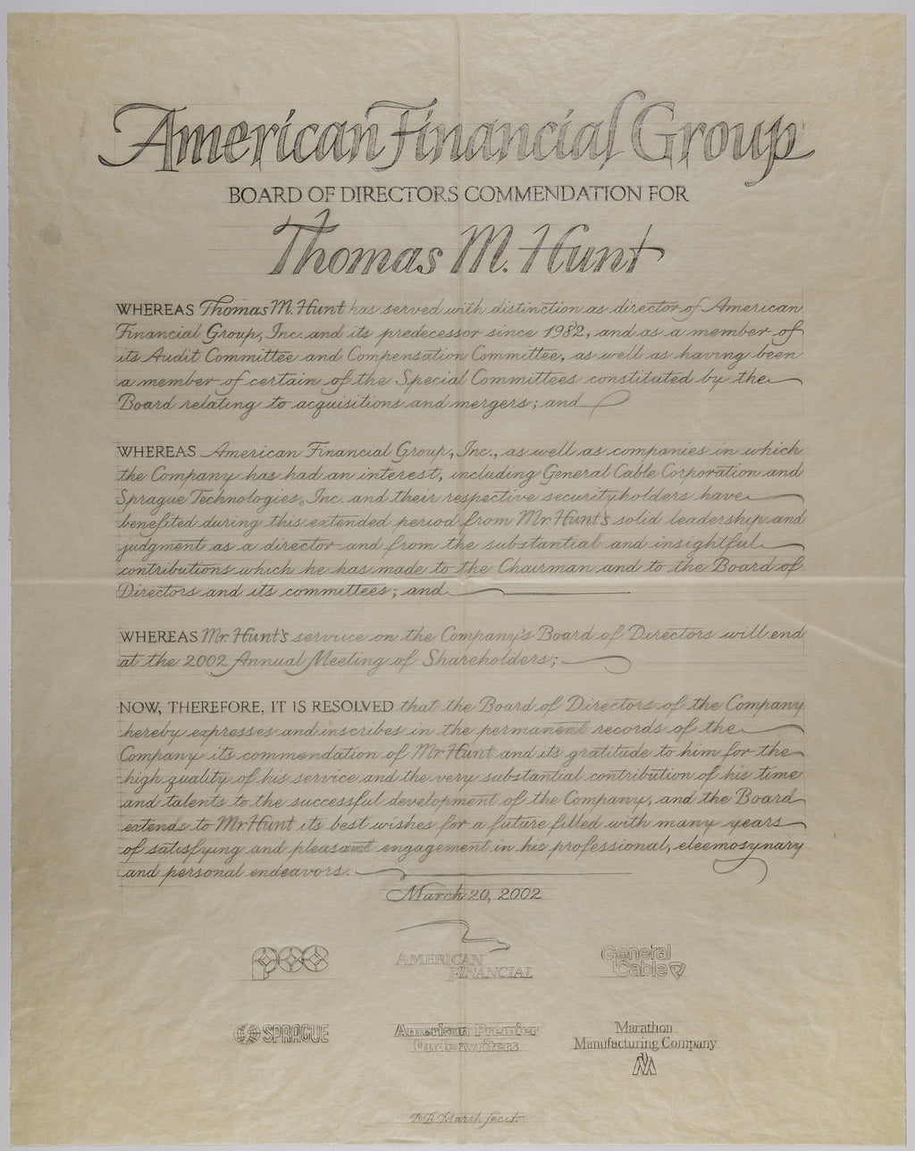 American Financial Group - Certificate Layouts