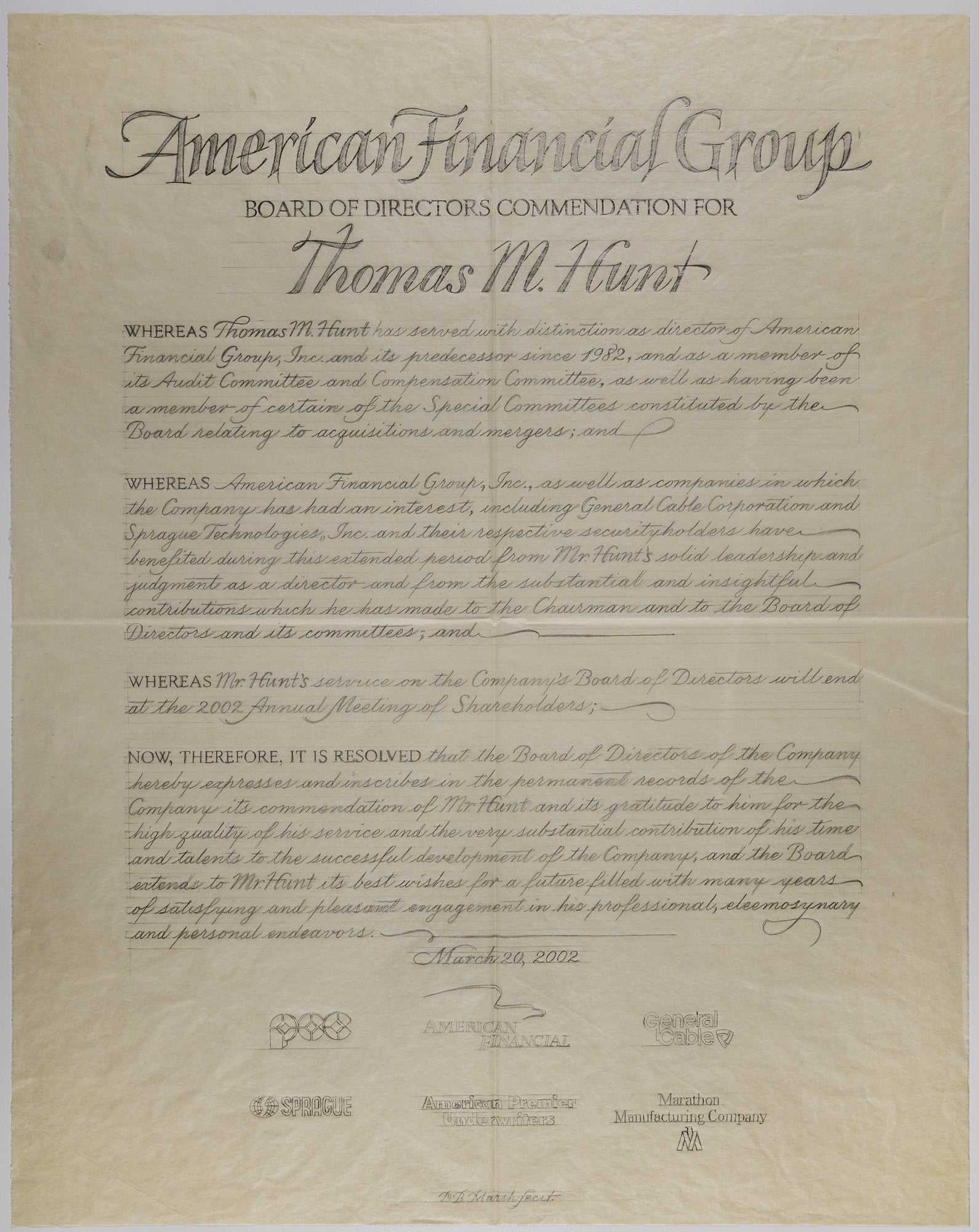 American Financial Group - Certificate Layouts