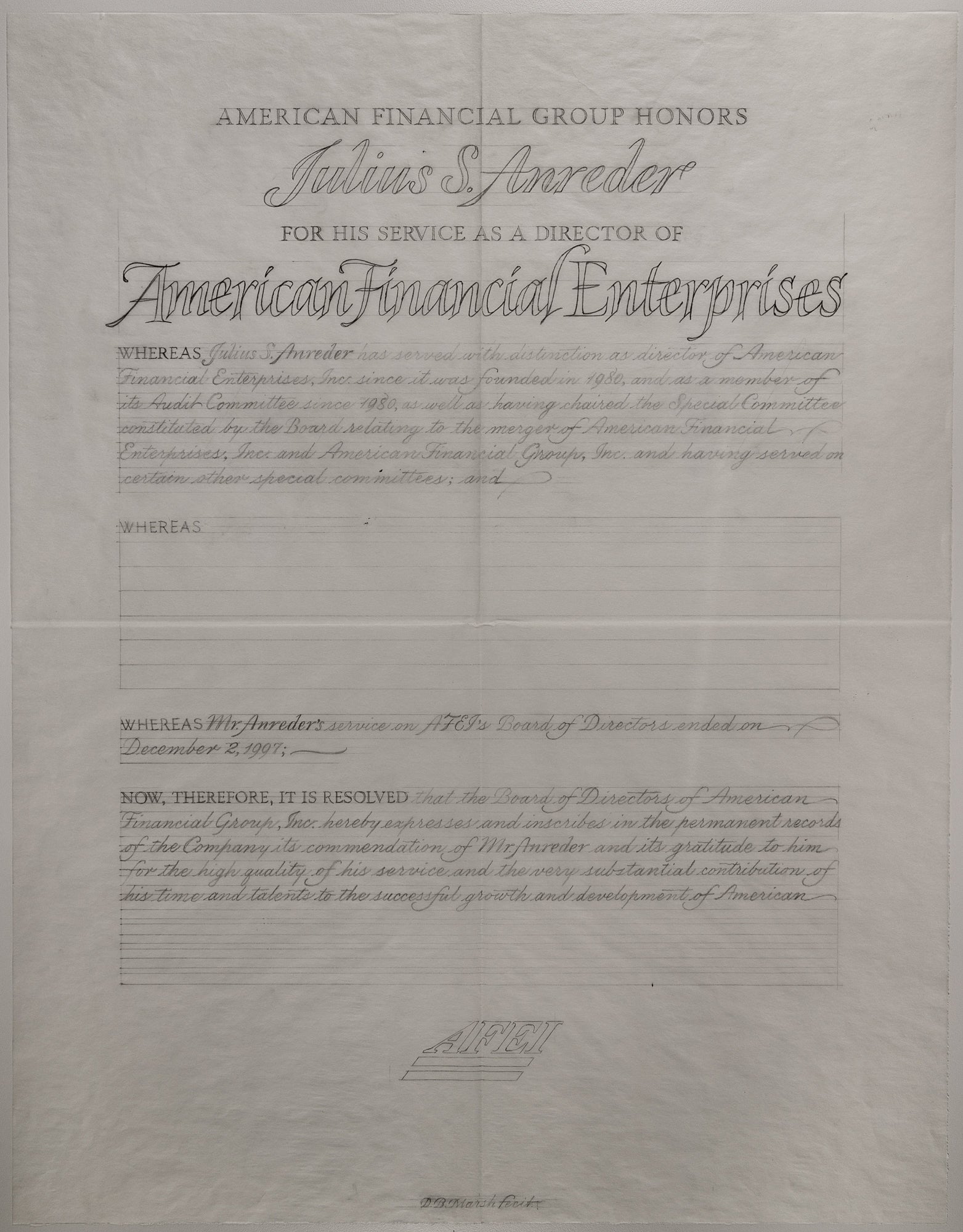 American Financial Group - Certificate Layouts
