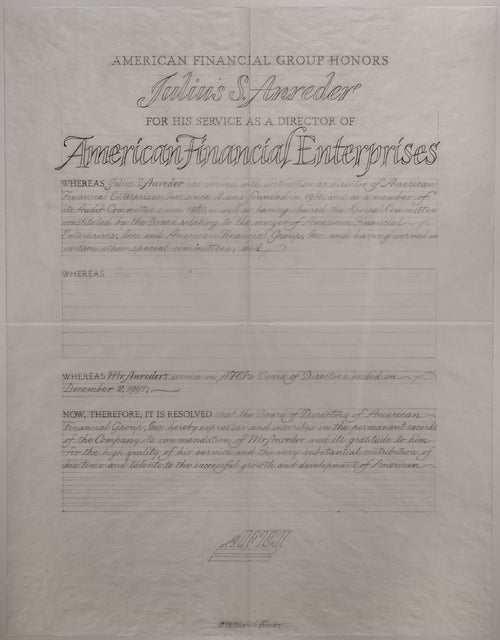 American Financial Group - Certificate Layouts