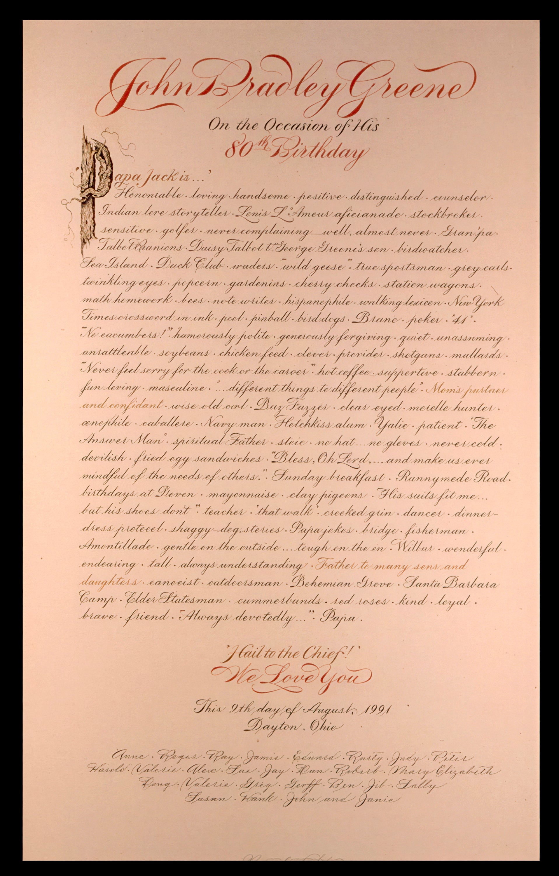 John Greene - Birthday Card Calligraphy