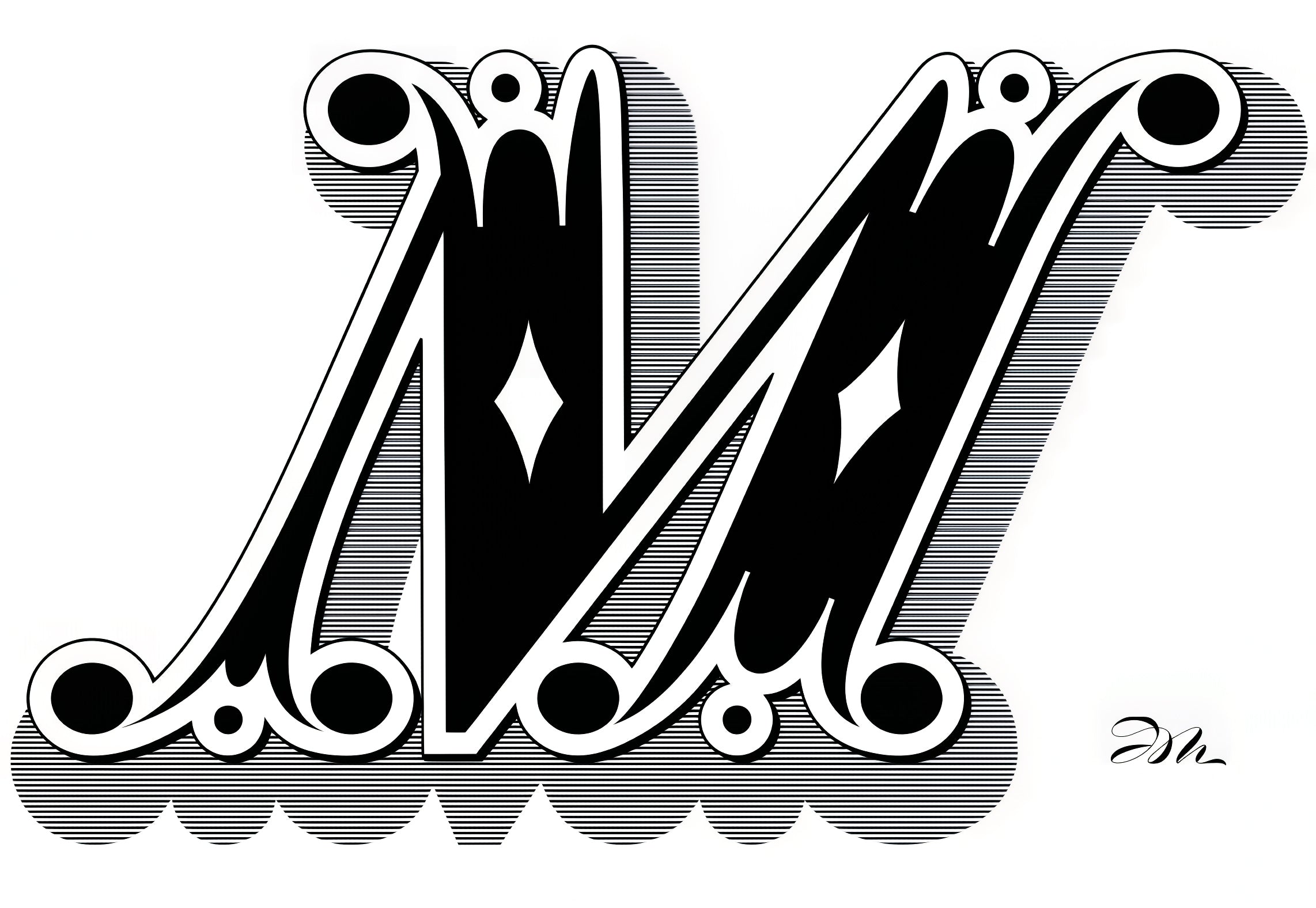 Oblique Velvet Letter - "M"