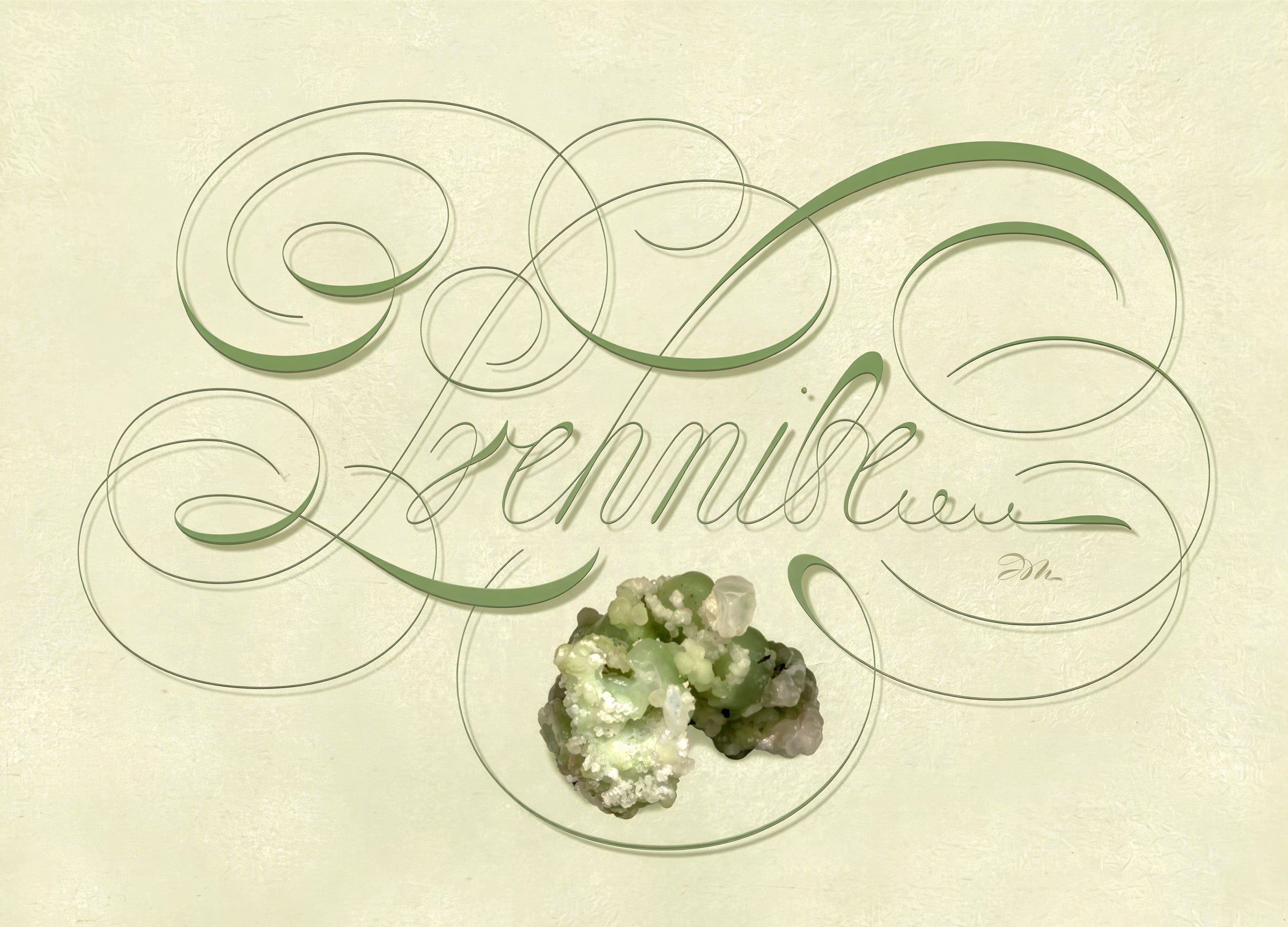 Minerals - Prehnite  - English Italian Hand