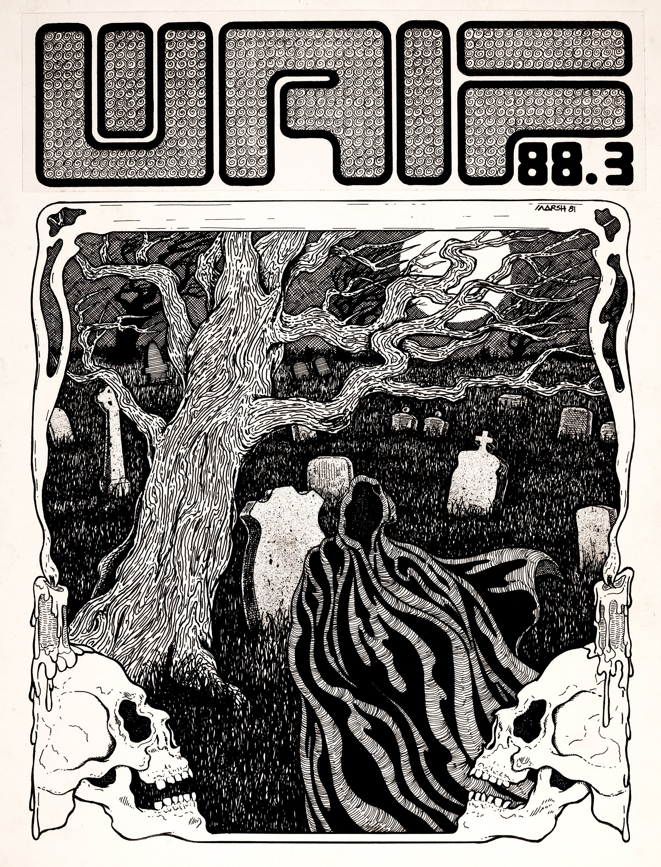 WAIF Halloween Program Cover 1981 - Pen & Ink