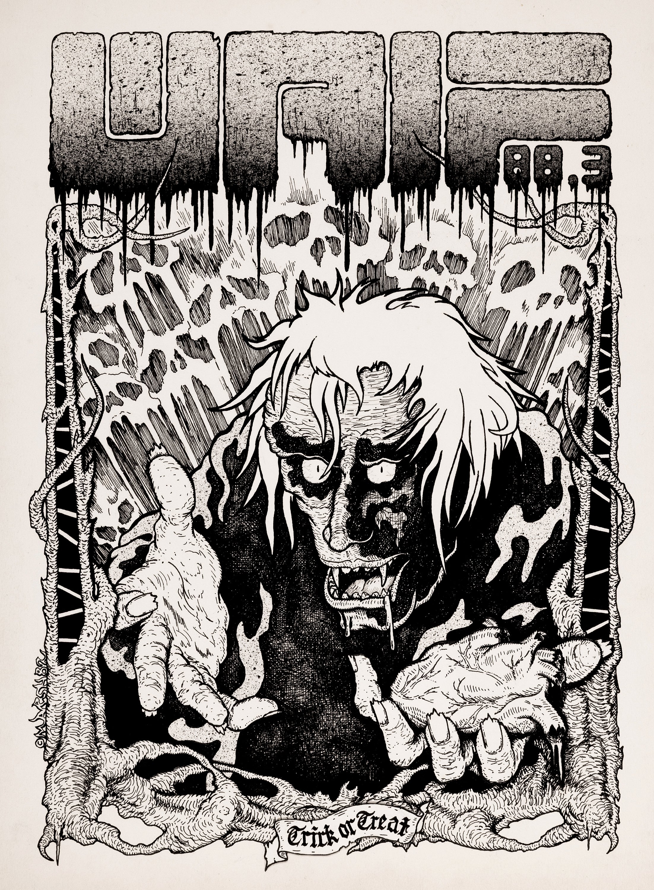 WAIF Halloween Program Cover 1982 - Pen & Ink